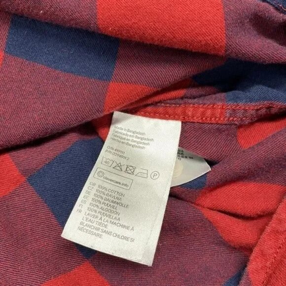 L.O.G.G. BY H&M WOMEN'S BLUE/RED BUFFALO PLAID BUTTON DOWN SHIRT 4 - Picture 6 of 6